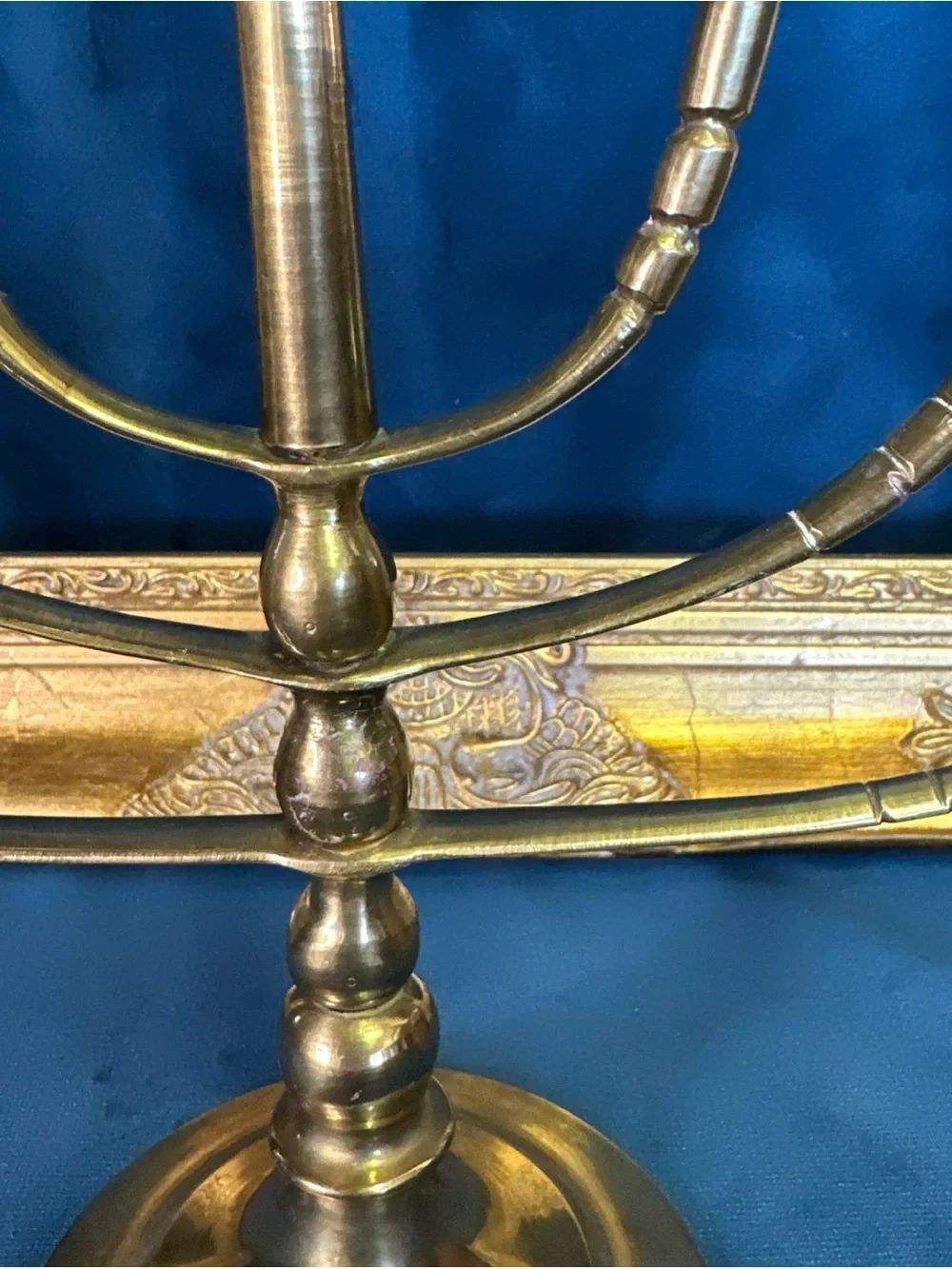 Vintage Menorah Solid Brass 7 Arm 12”  Rotating Swing Arms Candelabra